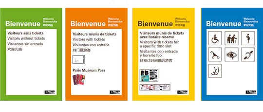 Signs of entrance in the Louvre