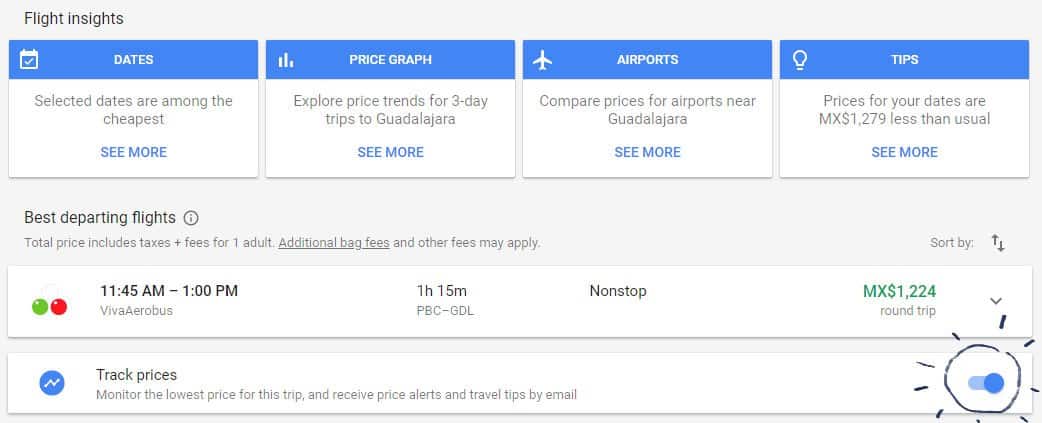 Use Google Flights for booking cheap flights