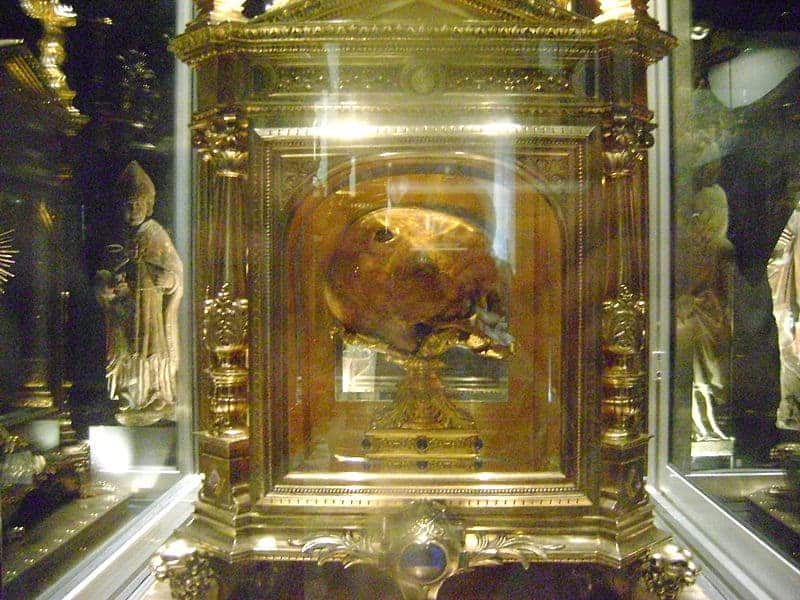 Skull of St. Aubert at Avranches, Mont Saint Michel